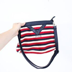 Smash! Red Navy and Tan Striped Bag